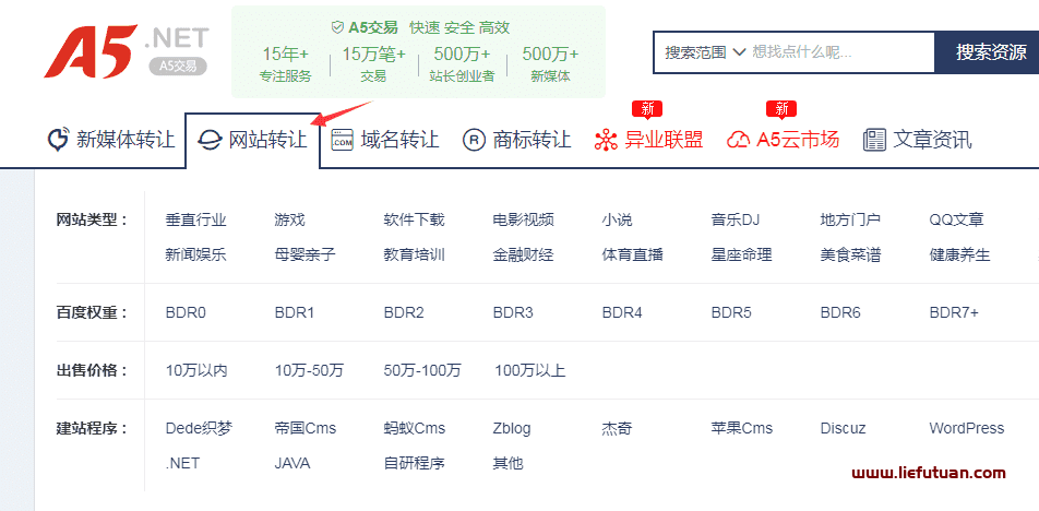 a5交易网（老牌买卖网站交易平台，SEO网站变现必备）-猎富团