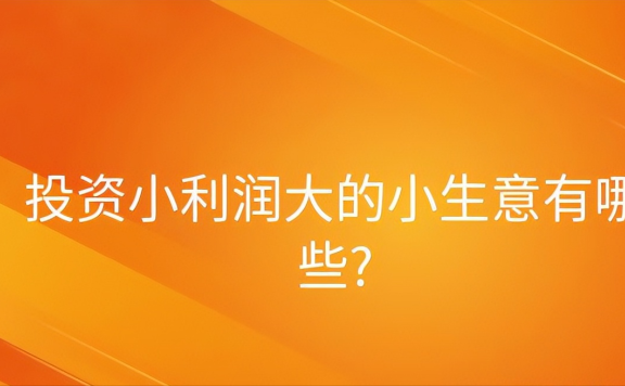 小本投资做生意 几个投资小利润大的小生意